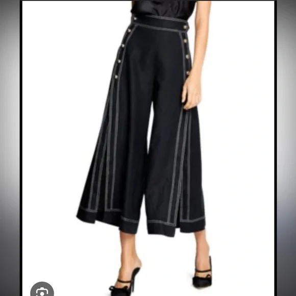 ALICE McCall the LOST PANT high waist wide leg linen culotte ankle pant NWT 8 - Picture 3 of 16